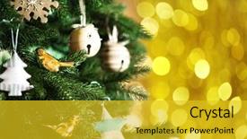  Presentation with christmas tree - Cool new slide set with yellow gradiant - decorated christmas tree on blurred backdrop and a gold colored foreground
