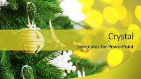  Presentation with christmas tree - Cool new presentation design with yellow gradiant - decorated christmas tree on blurred backdrop and a yellow colored foreground