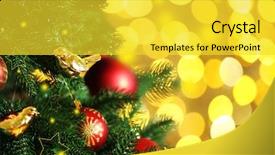  Presentation with christmas tree - Audience pleasing slide set consisting of yellow gradiant - decorated christmas tree on blurred backdrop and a yellow colored foreground