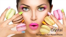  Presentation with fashion accessories - Beautiful theme featuring yellow green - beauty fashion model girl backdrop and a coral colored foreground