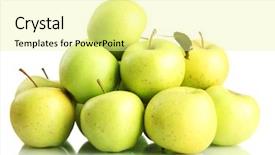  Presentation with fresh water splash green apple isolated white - Presentation theme with yellow green - juicy apples isolated on white background and a blonde colored foreground