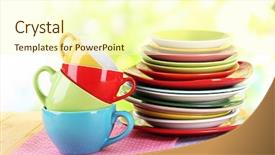  Presentation with napkins - Slide set featuring yellow green - mountains colorful dishes on napkins background and a cream colored foreground