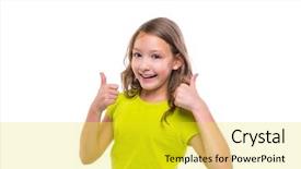  Presentation with kid happy birthday - Slide deck with yellow green - ok gesture thumb up gunny background and a yellow colored foreground