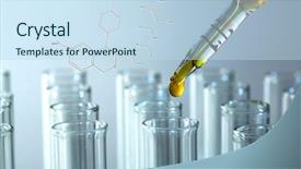  Presentation with tea leaves test tube - Slide deck enhanced with yellow grey - test tubes close-up background and a sky blue colored foreground