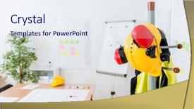  Presentation with race car a red racing - Presentation theme with yellow hardhat and red earmuffs background and a sky blue colored foreground