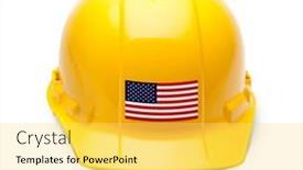  Presentation with american flag - PPT layouts with yellow-hardhat-with-an-american and a yellow colored foreground
