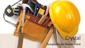  Presentation with construction tools - Slides enhanced with yellow helmet and different tools background and a gold colored foreground