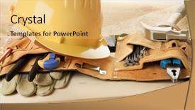  Presentation with yellow - Presentation design having yellow helmet and tool belt background and a yellow colored foreground