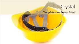  Presentation with safety - Beautiful presentation design featuring yellow helmet isolated on white backdrop and a yellow colored foreground
