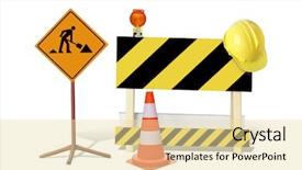  Presentation with light sign - Colorful presentation theme enhanced with road construction sign yellow backdrop and a blonde colored foreground