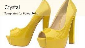  Presentation with pump - Slide set featuring yellow high heels open toe background and a blonde colored foreground