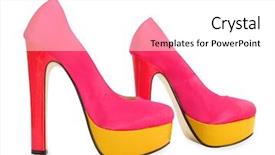 Presentation with pump - Beautiful slide set featuring yellow high heels pump shoes backdrop and a white colored foreground