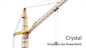 Presentation with crane - PPT theme consisting of yellow hoisting crane isolate background and a white colored foreground