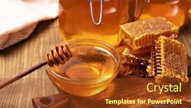  Presentation with honeycomb - Cool new slide deck with yellow-honey-and-honeycomb-slice backdrop and a tawny brown colored foreground