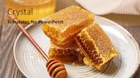  Presentation with honeycomb - PPT theme enhanced with yellow-honey-and-honeycomb-slice background and a yellow colored foreground