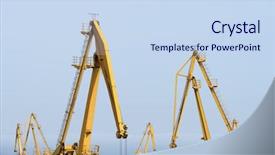  Presentation with seaport - Slide set featuring yellow industrial cranes in seaport background and a sky blue colored foreground