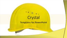 Presentation with occupational health safety yellow - Colorful PPT theme enhanced with yellow industrial safety helmet icon backdrop and a gold colored foreground