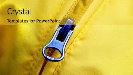  Presentation with design fashion - Slide set enhanced with yellow jacket zipper on clothing background and a yellow colored foreground