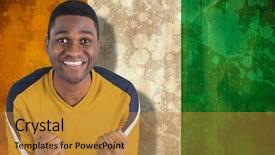  Presentation with football in yellow and blue - Colorful slide deck enhanced with yellow jersey against ivory coast backdrop and a  colored foreground