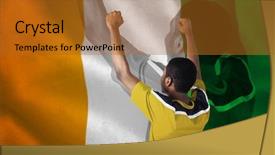  Presentation with football - Presentation design featuring yellow jersey against ivory coast background and a gold colored foreground