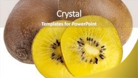  Presentation with kiwi fruit - Slide deck with yellow kiwi fruit isolated background and a coral colored foreground