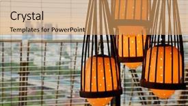  Presentation with yellow - Audience pleasing slide set consisting of yellow lamp hanging from ceiling backdrop and a coral colored foreground