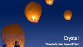  Presentation with lantern - Slides with yellow lantern in human hands background and a ocean colored foreground