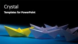  Presentation with yellow paper - Theme featuring yellow-leader-paper-boat-leading background and a black colored foreground