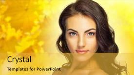  Presentation with young healthy people - PPT layouts with yellow leaves - young healthy girl on autumn background and a  colored foreground