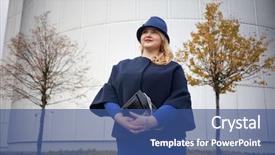  Presentation with blue and yellow - Cool new presentation theme with yellow leaves and silvery building backdrop and a  colored foreground