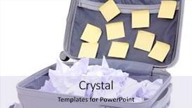  Presentation with yellow legal pad - Colorful slide deck enhanced with yellow legal pad - open suitcase with paper stickers backdrop and a light blue colored foreground