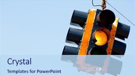  Presentation with traffic light - Colorful PPT theme enhanced with yellow light traffic signal backdrop and a sky blue colored foreground