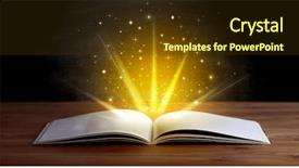  Presentation with open book magic lights - Cool new presentation theme with yellow lights and sparkles coming backdrop and a tawny brown colored foreground