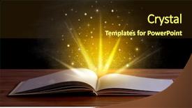  Presentation with open book - Cool new slide set with yellow lights and sparkles coming backdrop and a tawny brown colored foreground