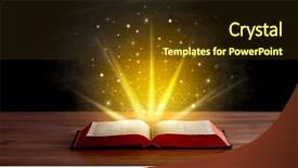  Presentation with open book page - Audience pleasing theme consisting of yellow lights and sparkles coming backdrop and a tawny brown colored foreground