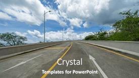  Presentation with road yellow - PPT theme featuring yellow-lined-asphalt-road-winding background and a gray colored foreground