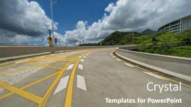  Presentation with road yellow - Theme consisting of yellow-lined-asphalt-road-winding background and a coral colored foreground