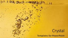  Presentation with liquid - Beautiful slides featuring yellow liquid with bubbles backdrop and a gold colored foreground