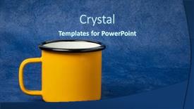  Presentation with tea cup - Presentation theme consisting of yellow-metal-enamel-cup background and a ocean colored foreground