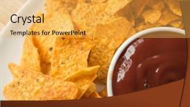  Presentation with nachos - Presentation design featuring yellow mexican nachos chips background and a yellow colored foreground