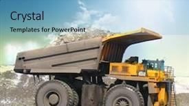  Presentation with mining - Theme with yellow mining trucks background and a light blue colored foreground