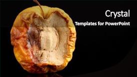  Presentation with black yellow - Cool new presentation theme with yellow moldy apple as concept of skin problems isolated on black backdrop and a black colored foreground