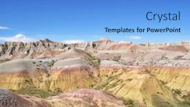  Presentation with area - Presentation theme with yellow-mounds-area-of-badlands background and a light blue colored foreground