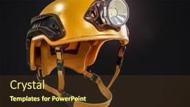  Presentation with black yellow - Cool new PPT layouts with yellow-mountain-rescuer-hard-hat backdrop and a tawny brown colored foreground