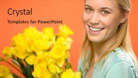 Presentation with yellow orange - Colorful PPT theme enhanced with yellow narcissus flowers on orange backdrop and a  colored foreground