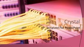  Presentation with network firewall - PPT theme with yellow-network-cable-in-switch background and a yellow colored foreground