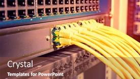  Presentation with network firewall - Slide set featuring yellow-network-cable-in-switch background and a tawny brown colored foreground
