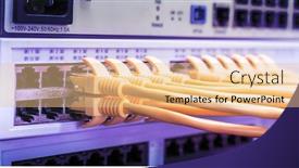  Presentation with network firewall - Presentation design with yellow-network-cable-in-switch background and a coral colored foreground