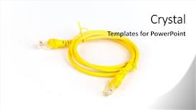  Presentation with network cable - Presentation design featuring yellow-network-cable-on-white background and a white colored foreground
