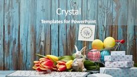  Presentation with shopping trolley - Amazing presentation design having mice - colored easter eggs in shopping backdrop and a light blue colored foreground